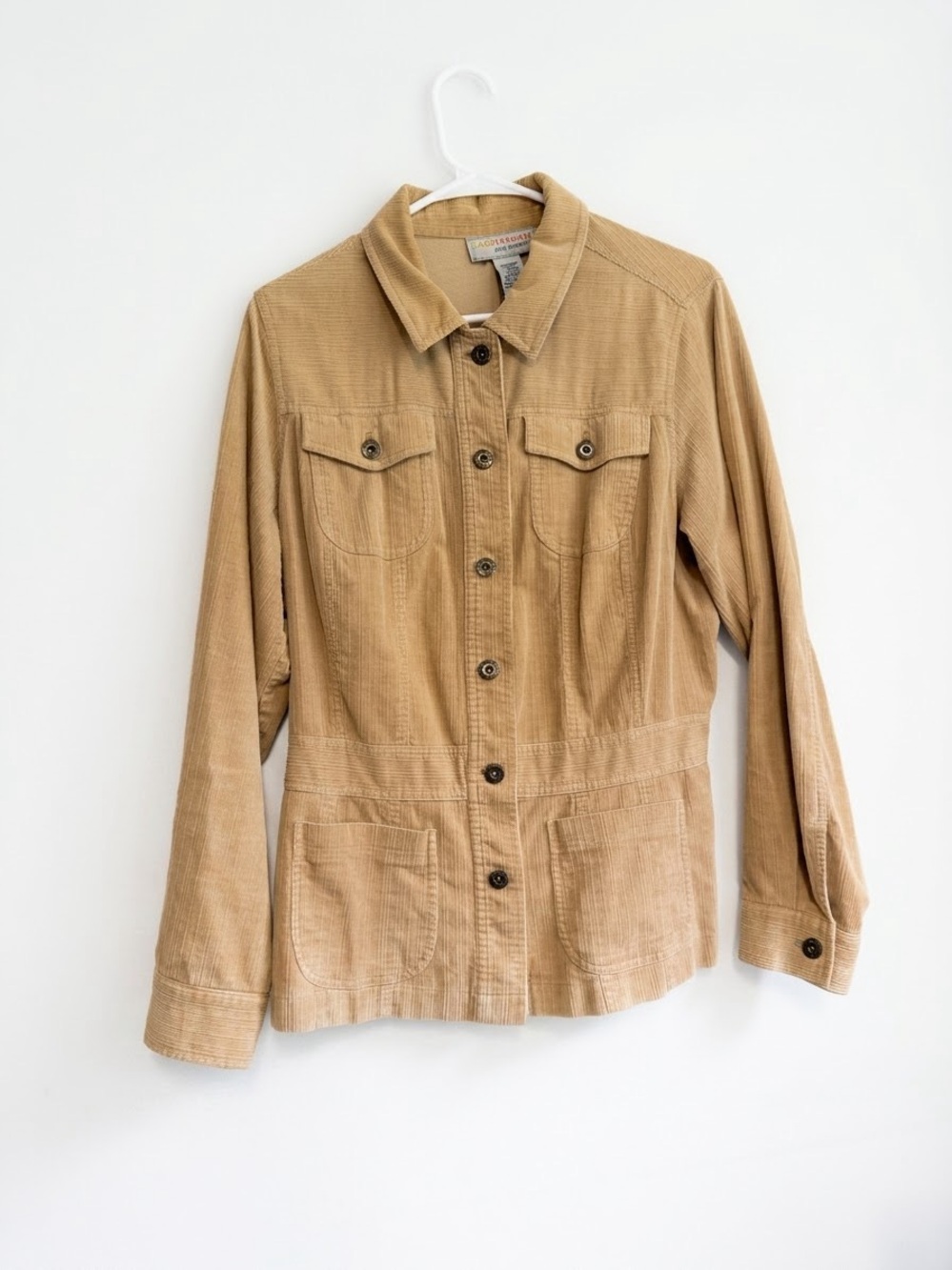 Sag Harbor Vintage Camel Corduroy Utility Button Jacket Size 8